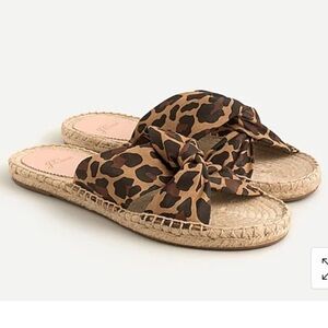 J.Crew Twisted Knot Espadrille Leopard Slide Sandal